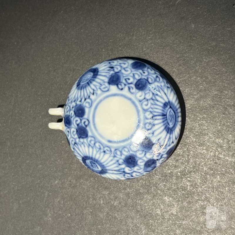 清 青花菊花纹鸟食罐 - 图6
